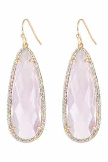 EYE CANDY LOS ANGELES Crown 14K Yellow Gold Plated Brass Faceted CZ & Pave Halo Teardrop Earrings