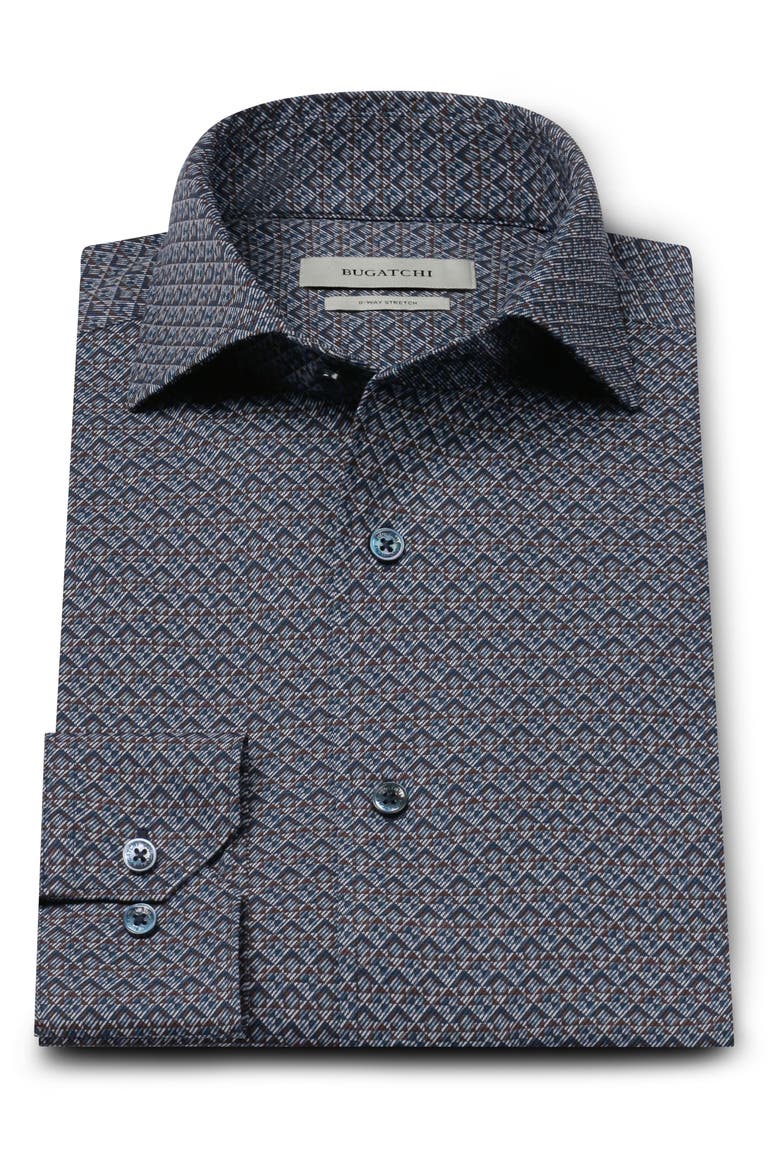 Devon OoohCotton® Print Button-Up Shirt, Alternate, color, NAVY