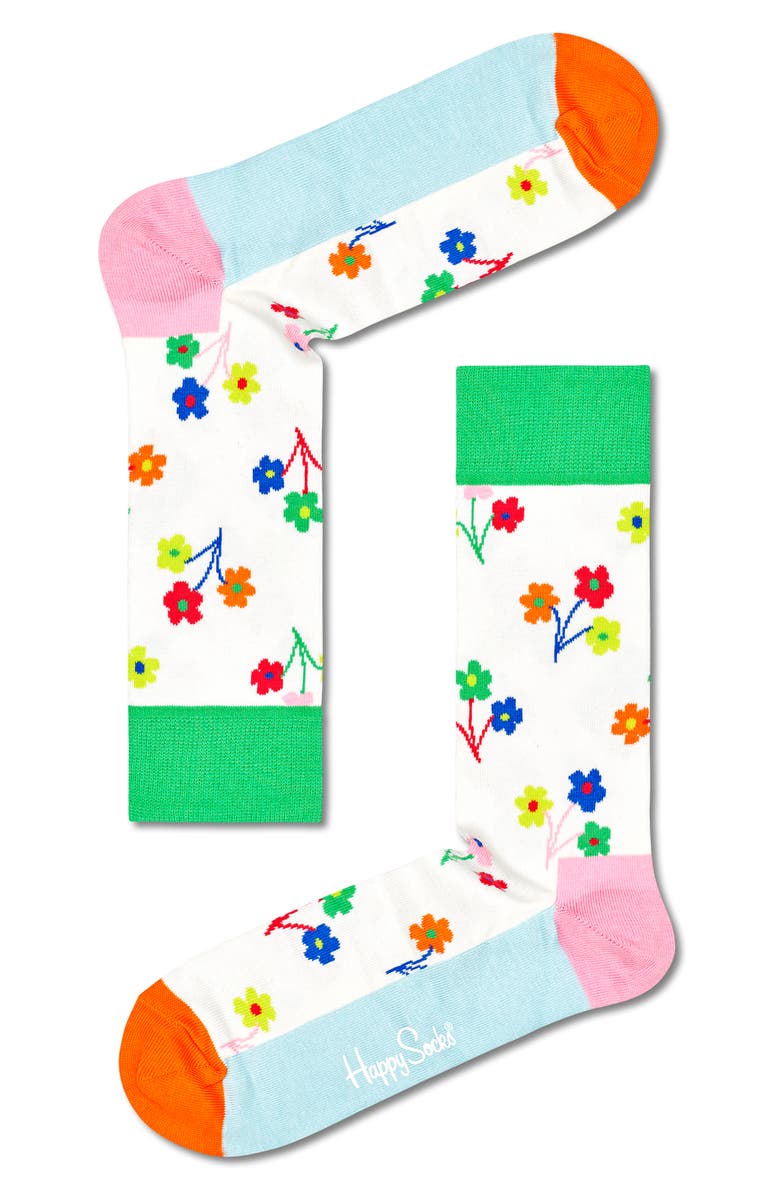 Happy Socks Flower Assorted 3-Pack Crew Socks Gift Set, Alternate, color, 