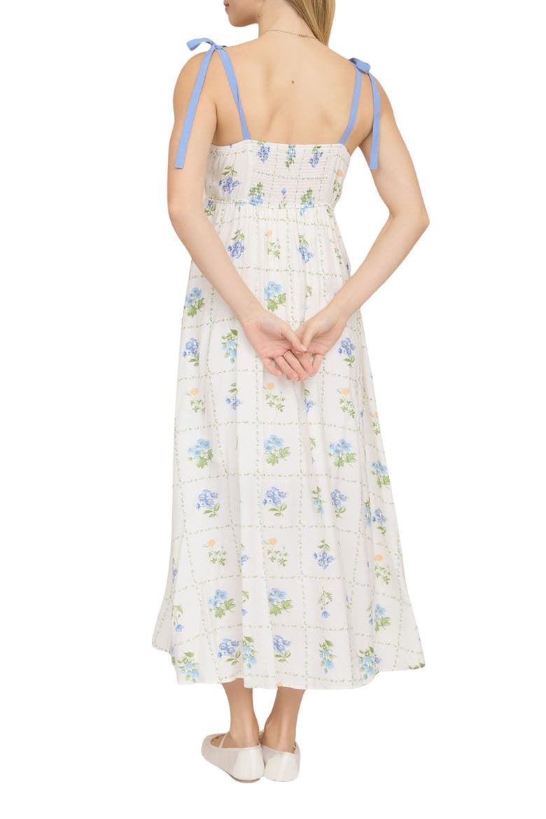 Floral Tie Strap Sundress, Alternate, color, BLUE MULTI