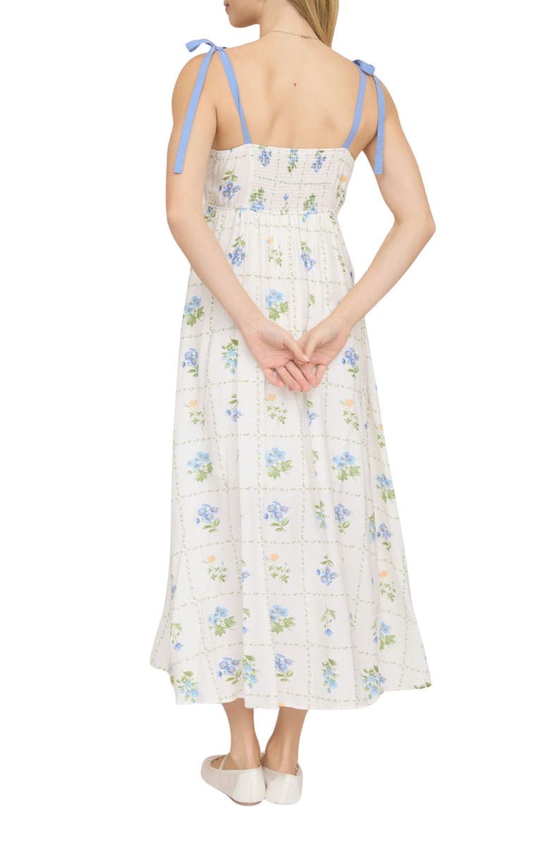 Blu Pepper Floral Tie Strap Sundress, Alternate, color, Blue Multi