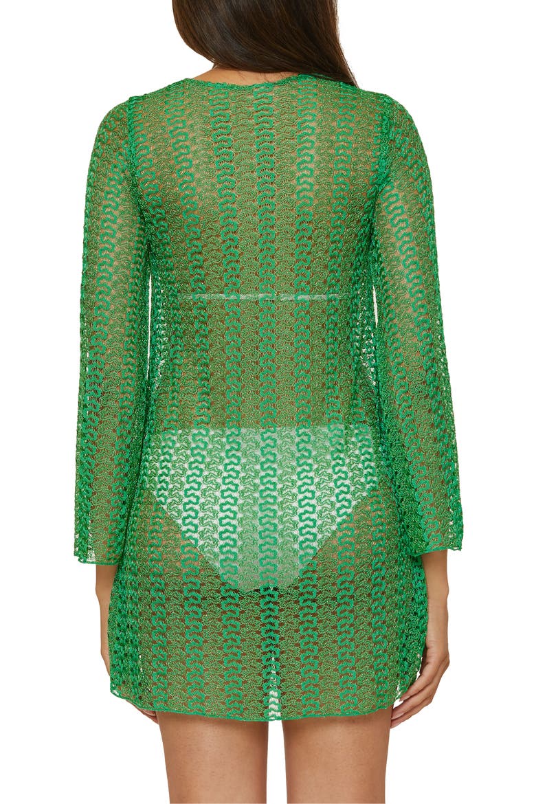 Golden Beach Long Sleeve Lace Cover-Up Tunic, Alternate, color, EMERALD