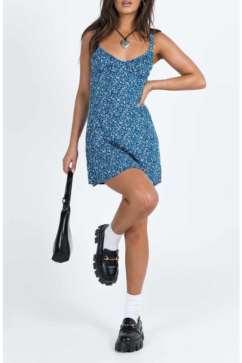 Georgia Floral Print Sleeveless Minidress, Main, color, BLUE