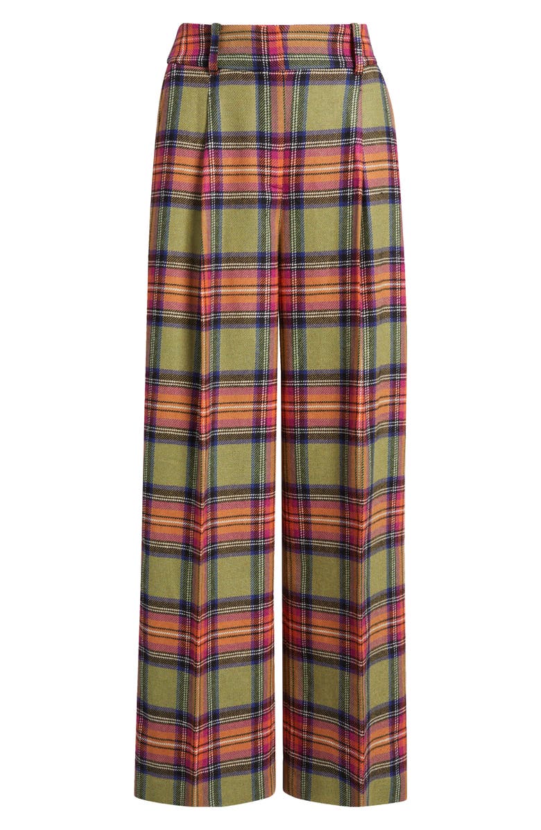 Boden Chiswick Plaid Wide Leg Pants, Alternate, color, Green And Purple Check