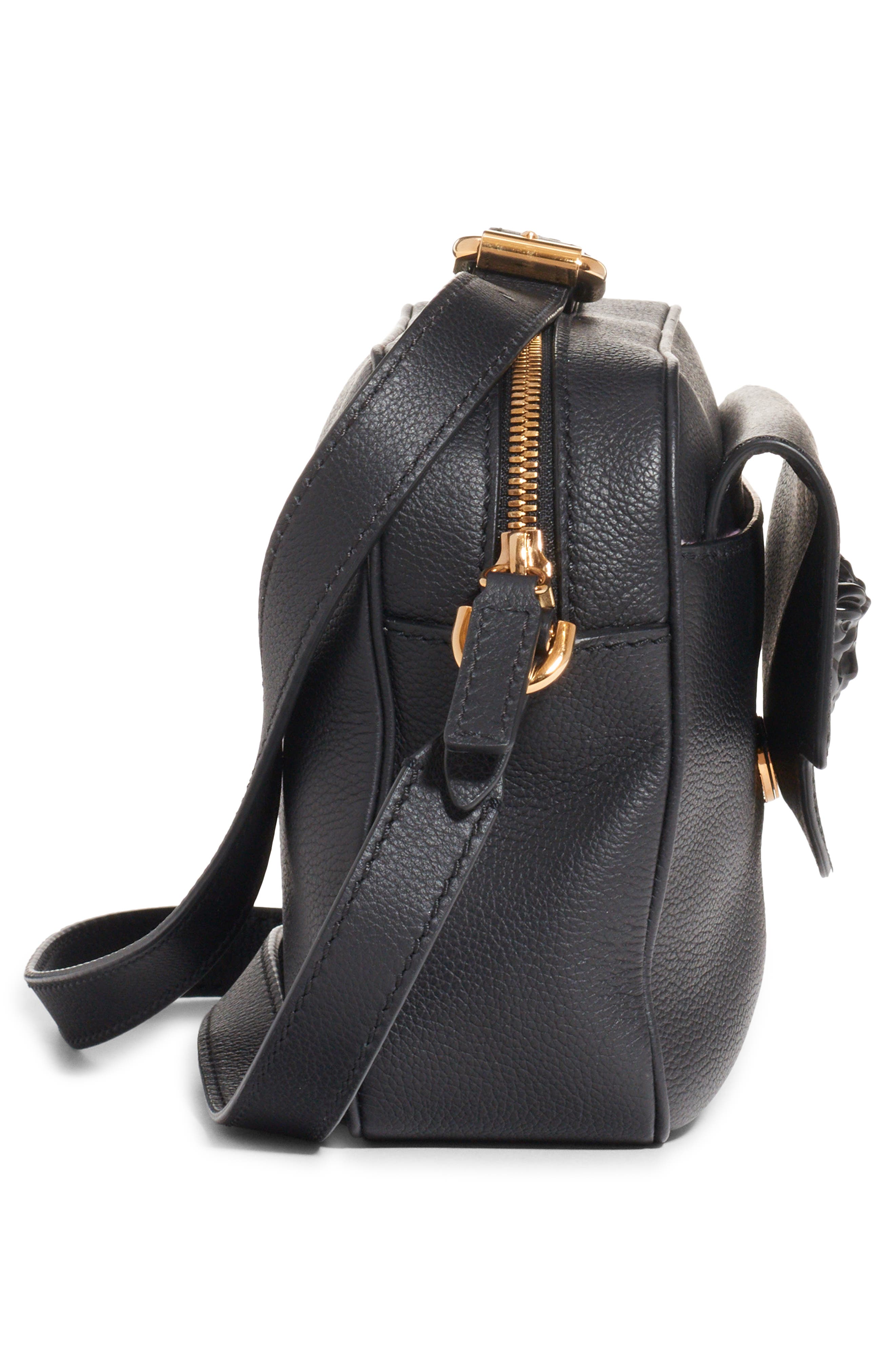 Versace Medusa Leather Crossbody Camera Bag, Alternate, color, 