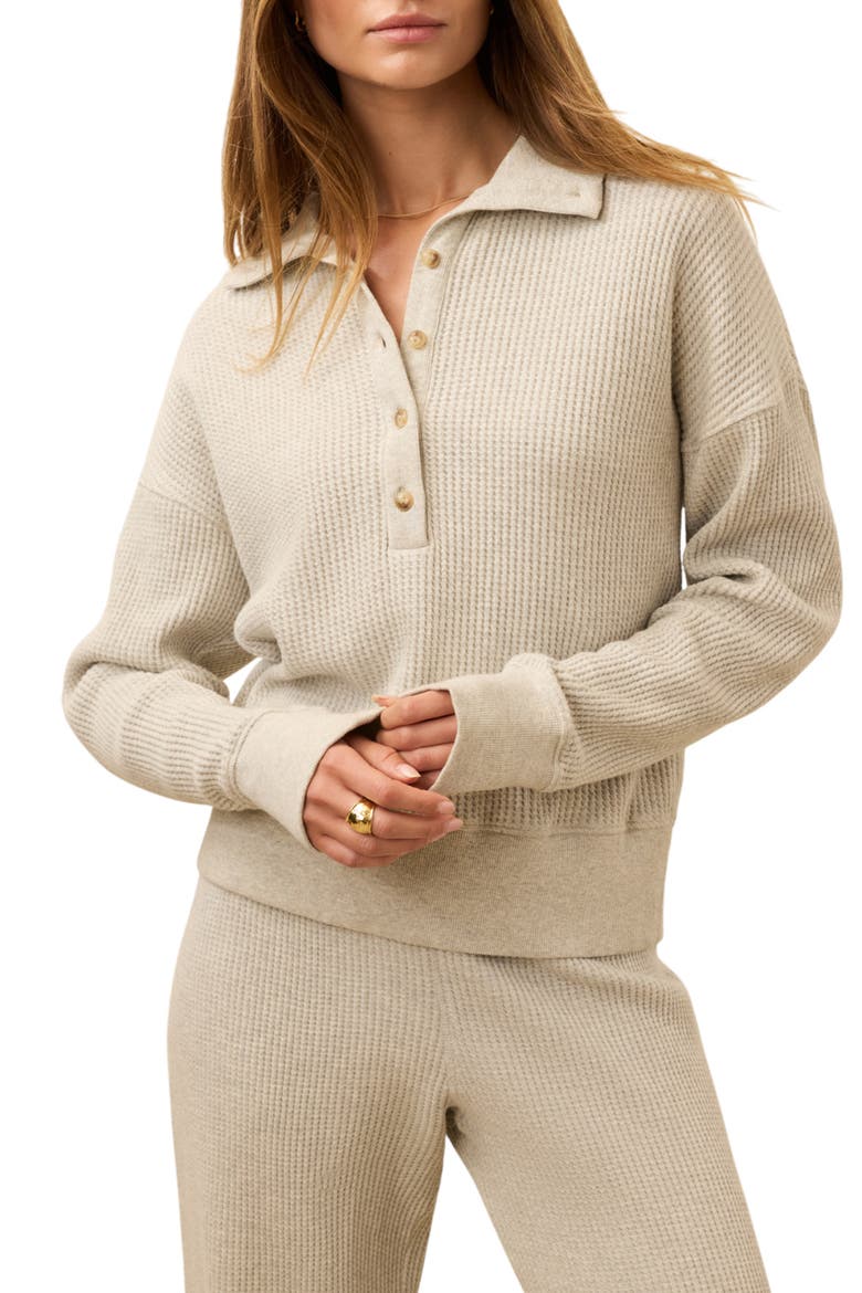 Surf Organic Cotton Waffle Henley, Main, color, LIGHT GREY HEATHER
