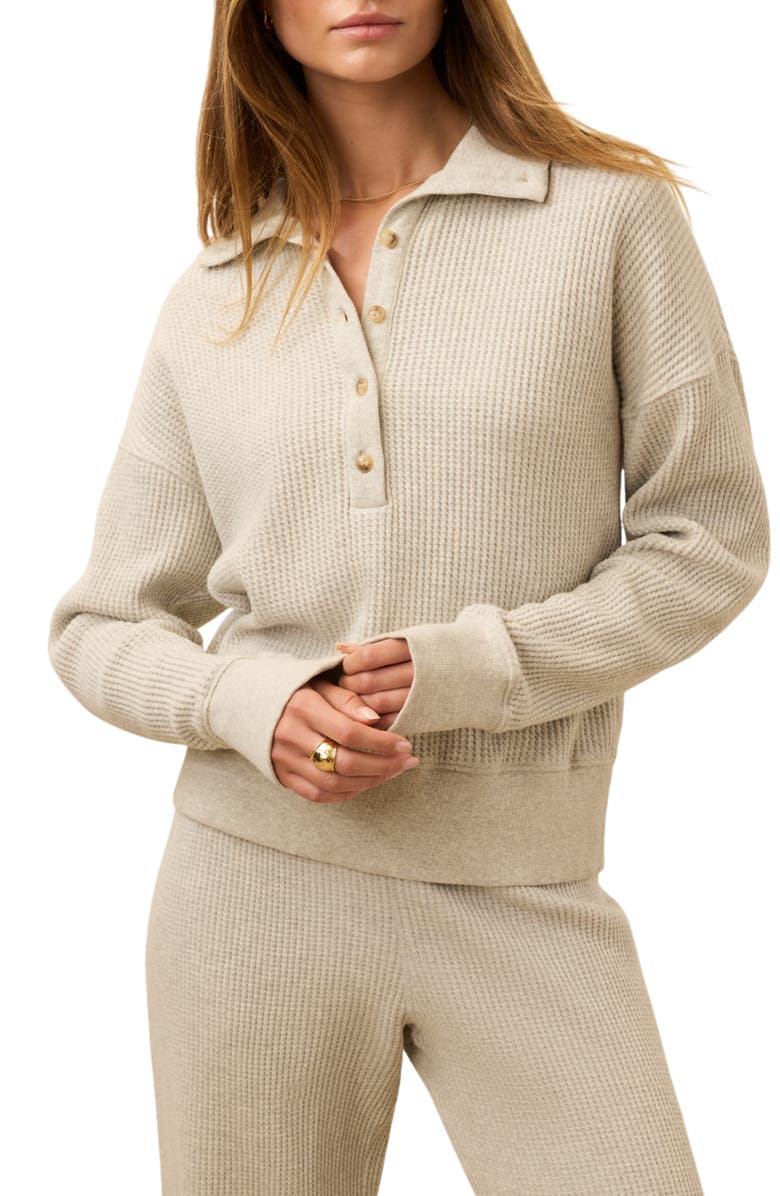 Faherty Surf Organic Cotton Waffle Henley, Main, color, Light Grey Heather