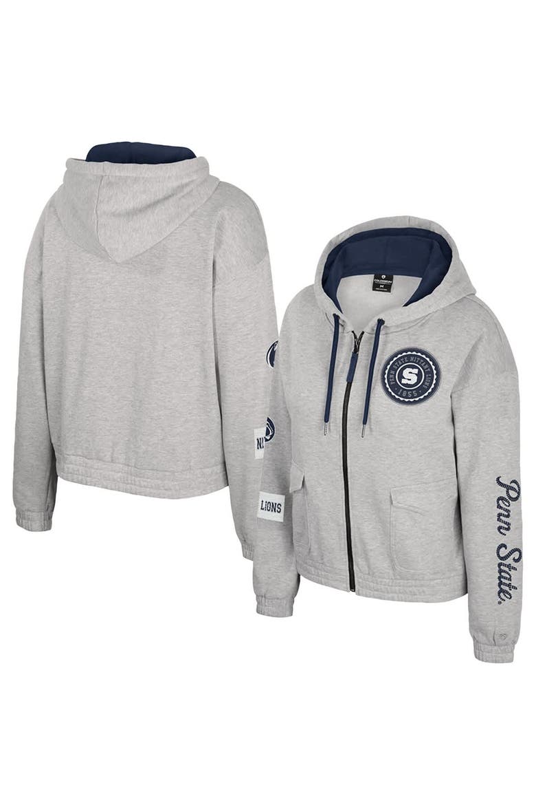 Women's Colosseum Gray Penn State Nittany Lions Alfie Full-Zip Hoodie Jacket, Main, color, Gray