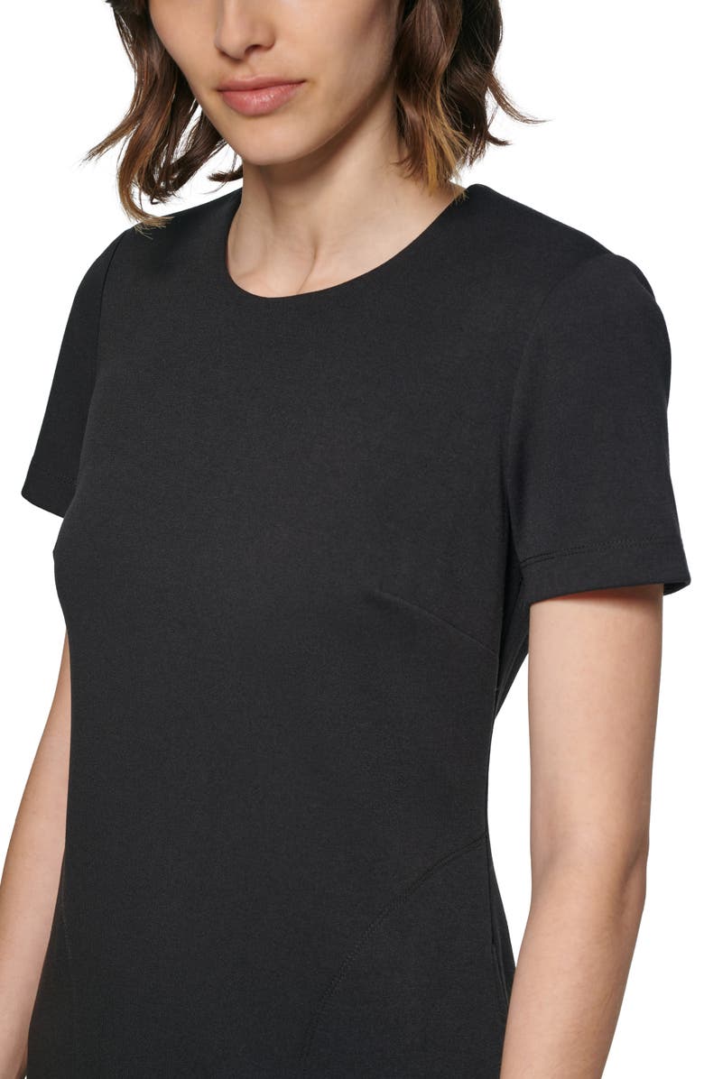 Calvin Klein Short Sleeve Ponte Sheath Dress, Alternate, color, Black