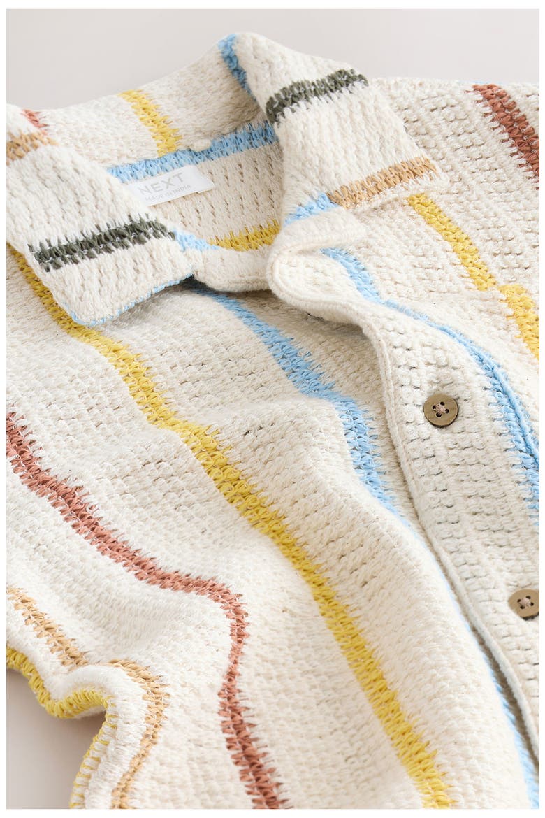 Kids' Textured Stripe Camp Shirt, Alternate, color, NEUTRAL