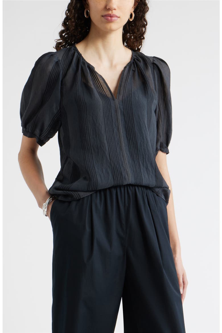 Puff Sleeve Top, Main, color, BLACK DELRAY STRIPE