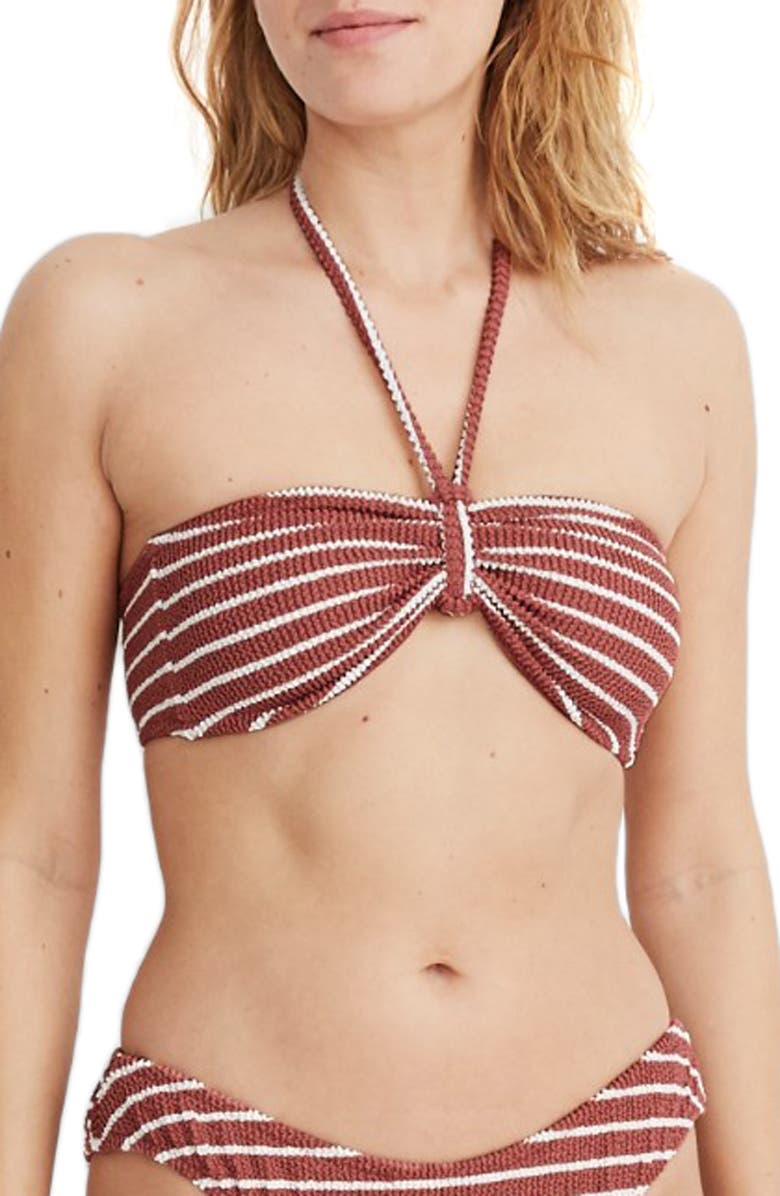 Madewell Second Wave Textured Bandeau Bikini Top, Main, color,