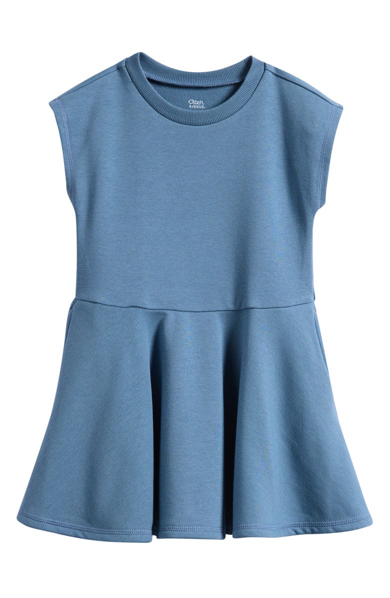 OTTER AVENUE Kids' Drop Waist Cotton Blend Dress, Main, color, Indigo Wave