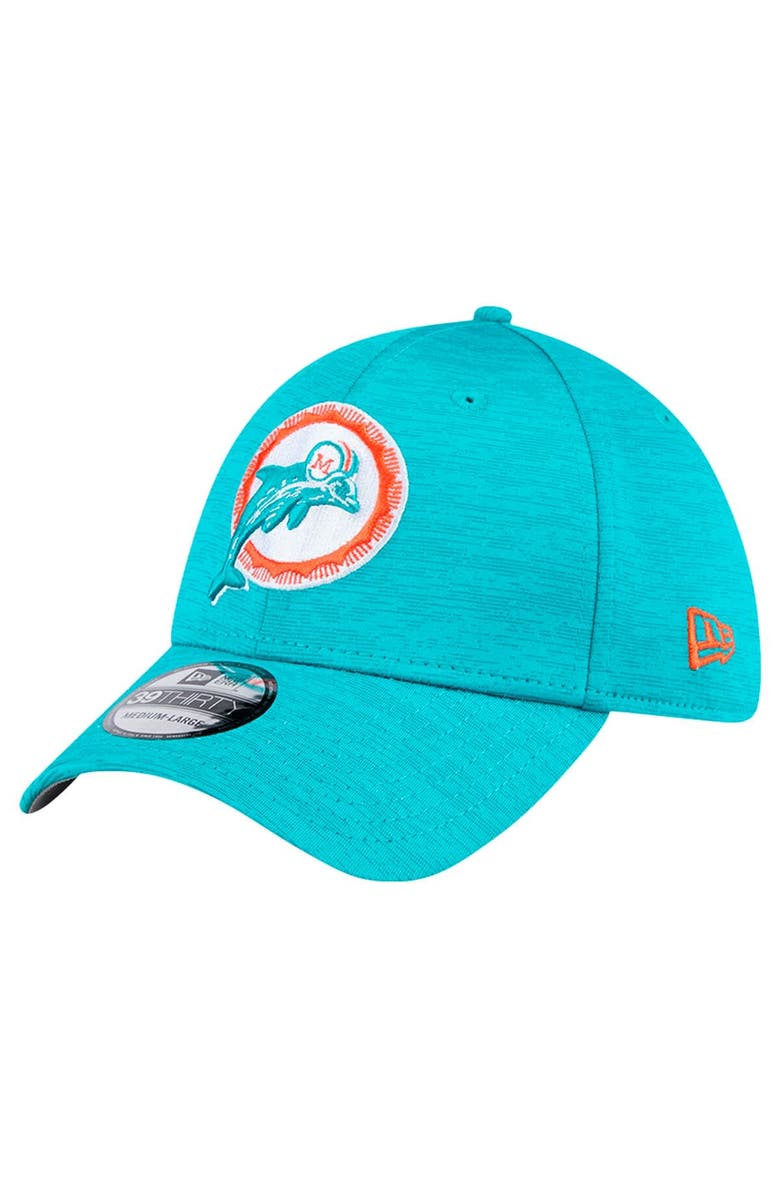 New Era Men's New Era Aqua Miami Dolphins Throwback Active Tech 39THIRTY Flex Hat, Main, color, 