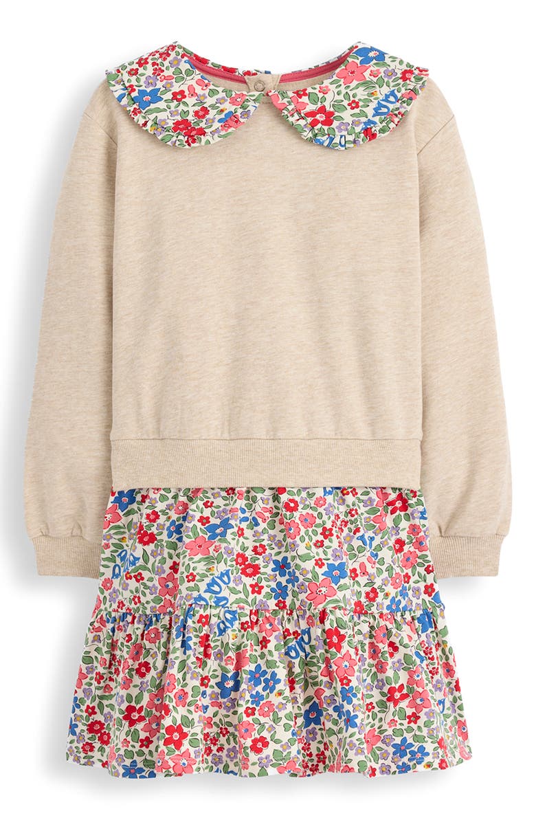 Mini Boden Kids' Two-in-One Floral Cotton Sweatshirt Dress, Main, color, 