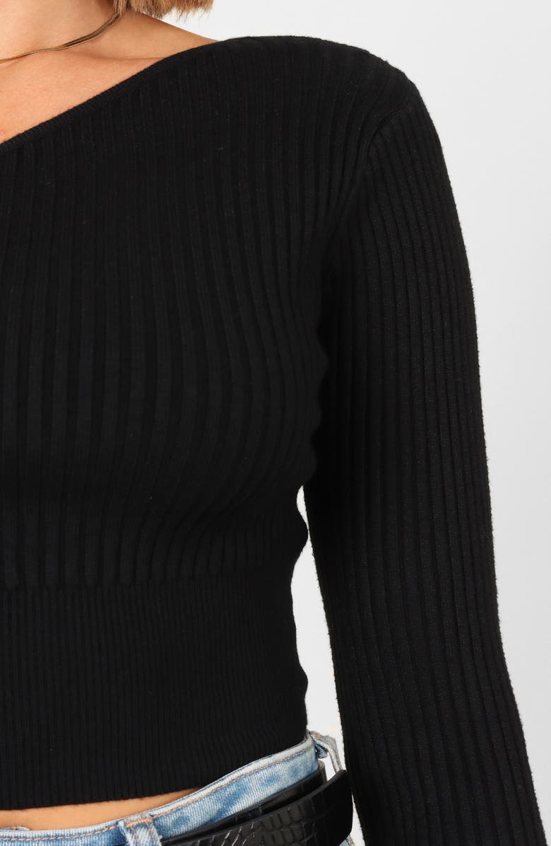 Petal & Pup Tina One-Shoulder Rib Crop Sweater, Alternate, color, 