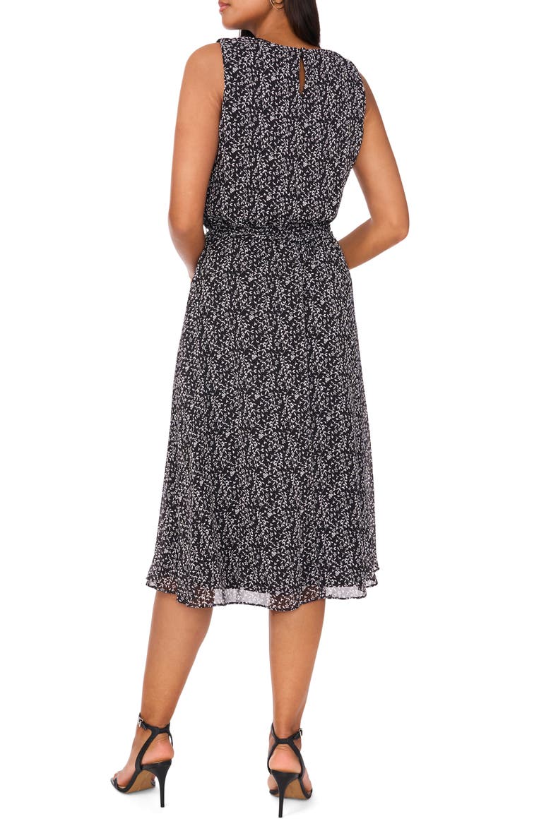 Floral Sleeveless Midi Dress, Alternate, color, BLACK/ WHITE