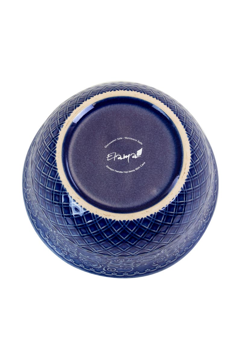 Elama Indigo Lotus 16 Piece Square Dinnerware Set, Alternate, color, Blue