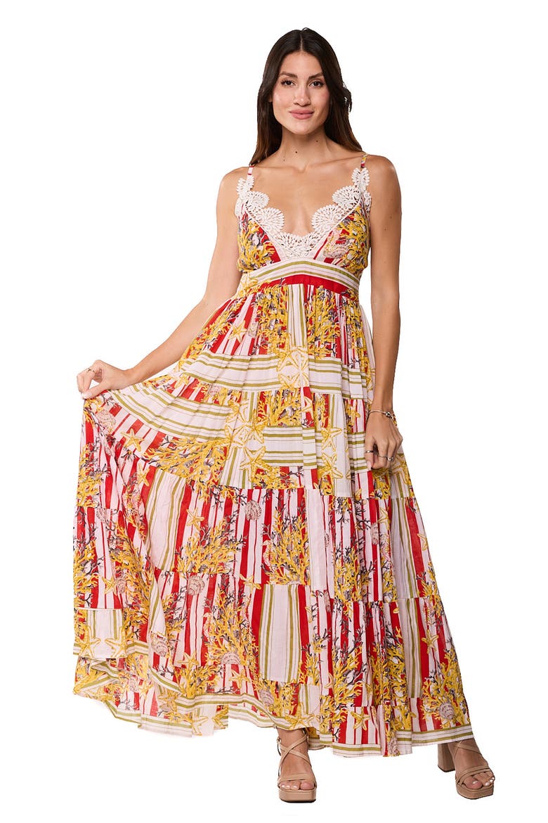 Vacation Print Maxi Dress, Alternate, color, YELLOW