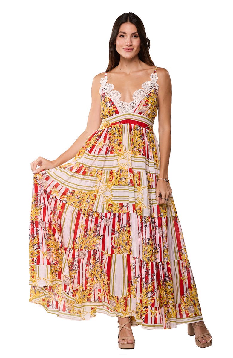 RANEES Vacation Print Maxi Dress, Alternate, color, Yellow