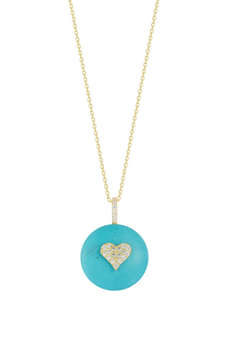 SPHERA MILANO Heart Pendant Necklace, Main, color, Gold/Turquoise