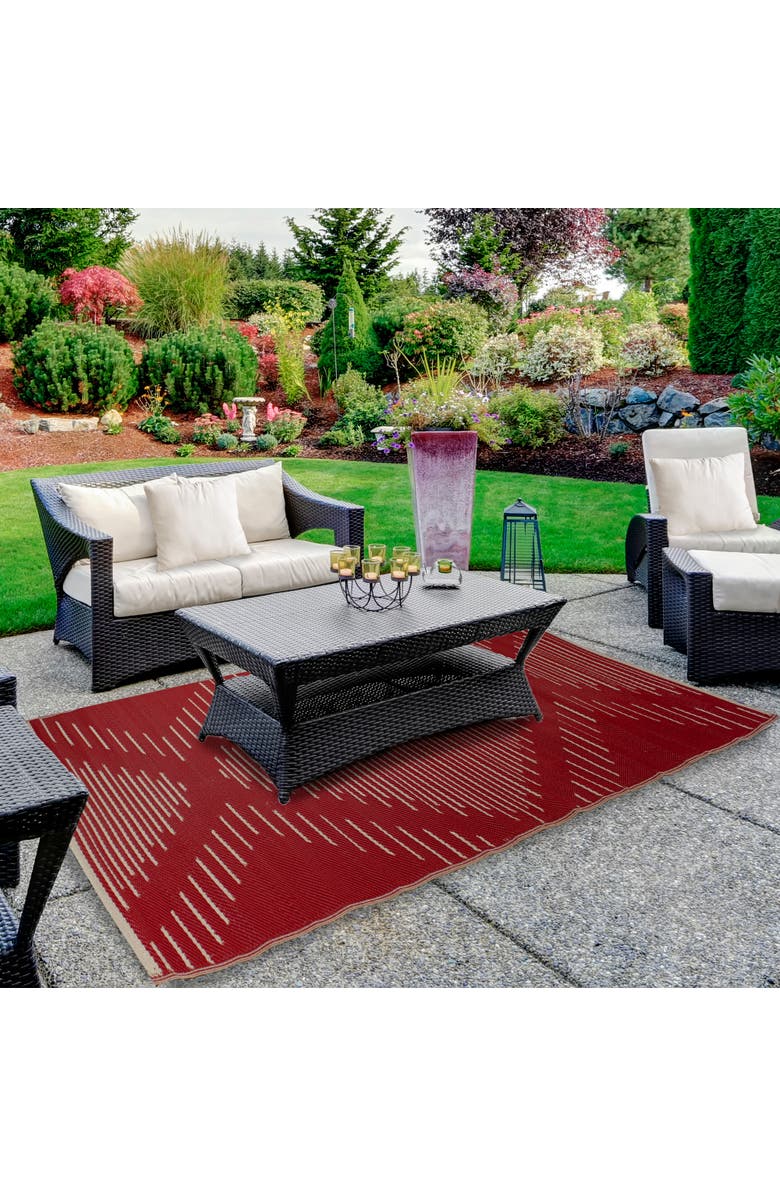 Northlight 4' x 6' Red and Beige Southwestern Pattern Rectangular Outdoor Area Rug, Alternate, color, 