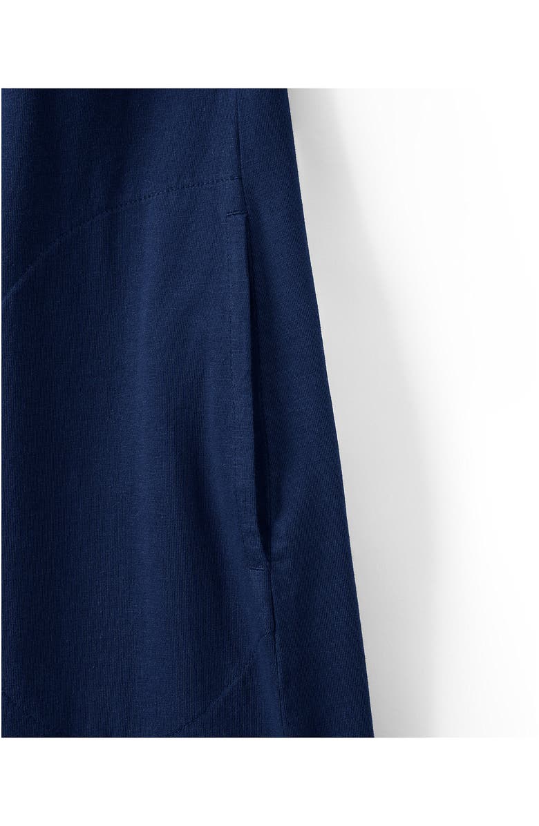 Lands' End Cotton Jersey Notch Neck Dress with Soutache, Alternate, color, Deep Sea Navy/White