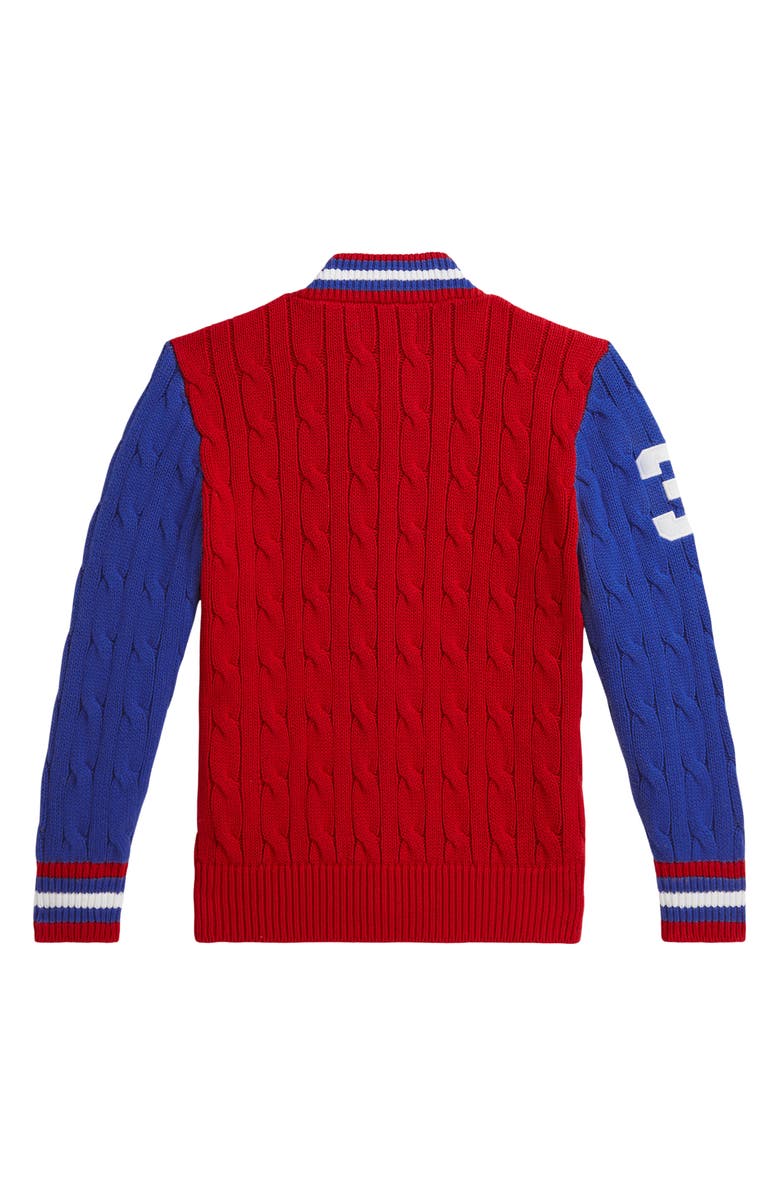 Polo Ralph Lauren Kids' Cable Stitch Cardigan, Alternate, color, Red Multi
