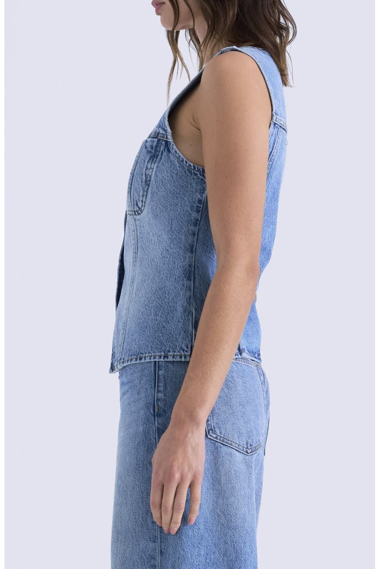 Gia Fitted Collarless Denim Vest, Alternate, color, HAZY