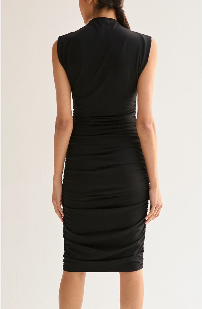 CRESCENT Side Ruched Knit Midi Dress, Alternate, color, Black