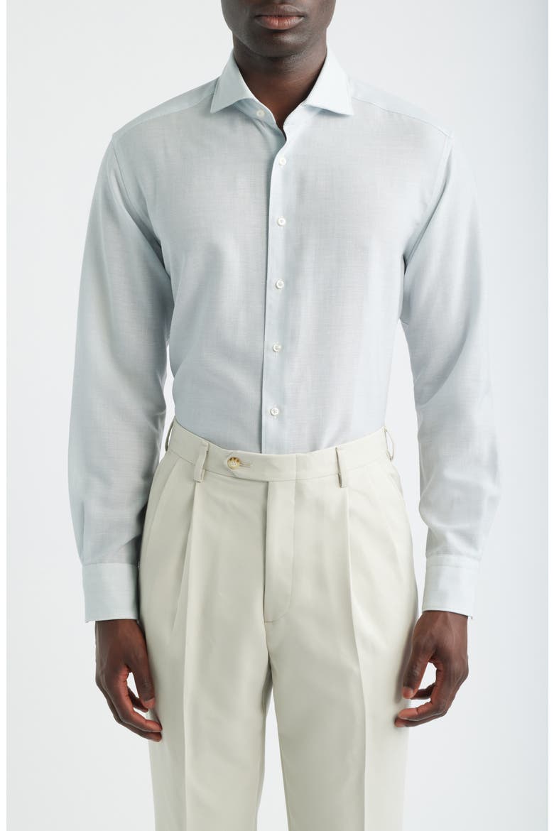 Soft Luxury Modern Fit Wool & Linen Non-Iron Dress Shirt, Main, color, SKY