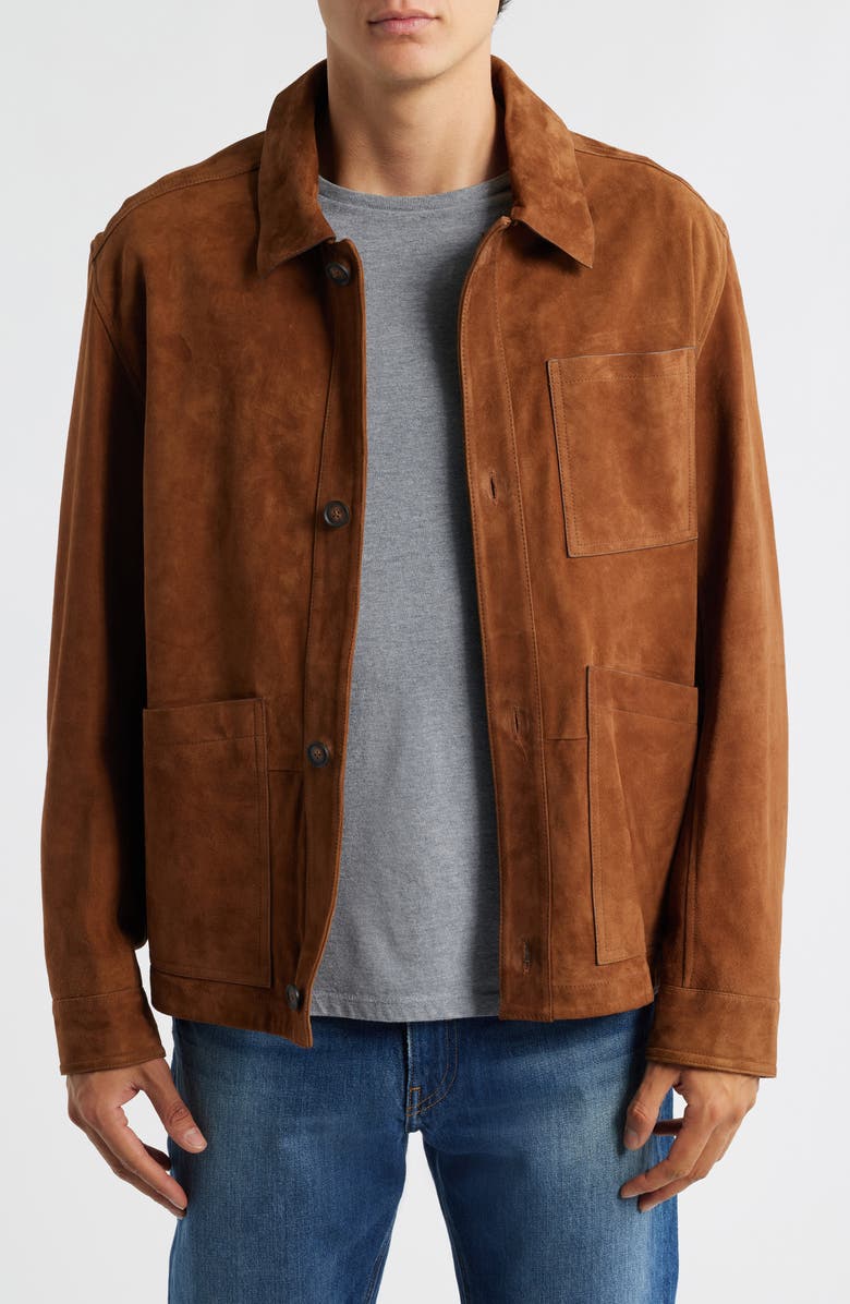 BOSS Markuedo Suede Jacket, Main, color, Medium Brown