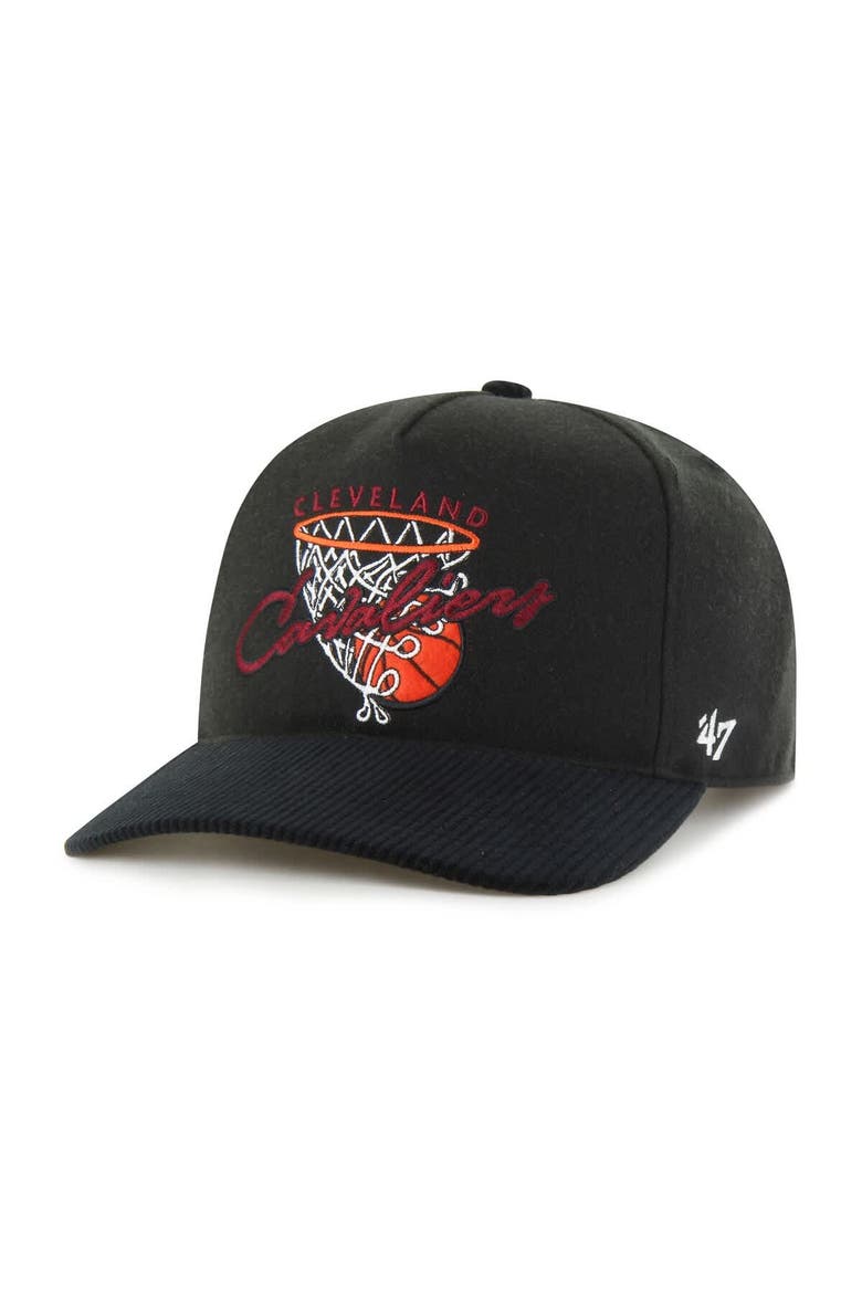 Men's '47  Black Cleveland Cavaliers Nothing But Net Hitch Adjustable Hat, Alternate, color, Black