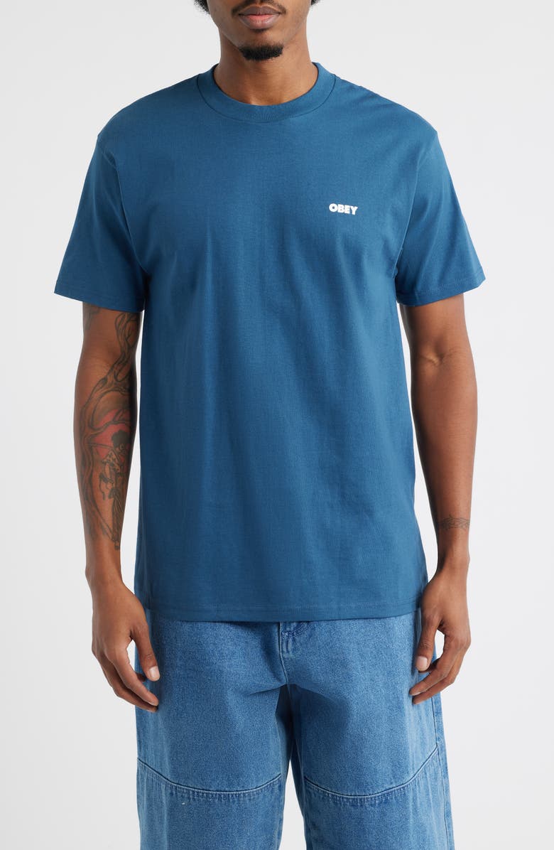 Obey Icon Eye Wreath Cotton Graphic T-Shirt, Main, color, Harbor Blue