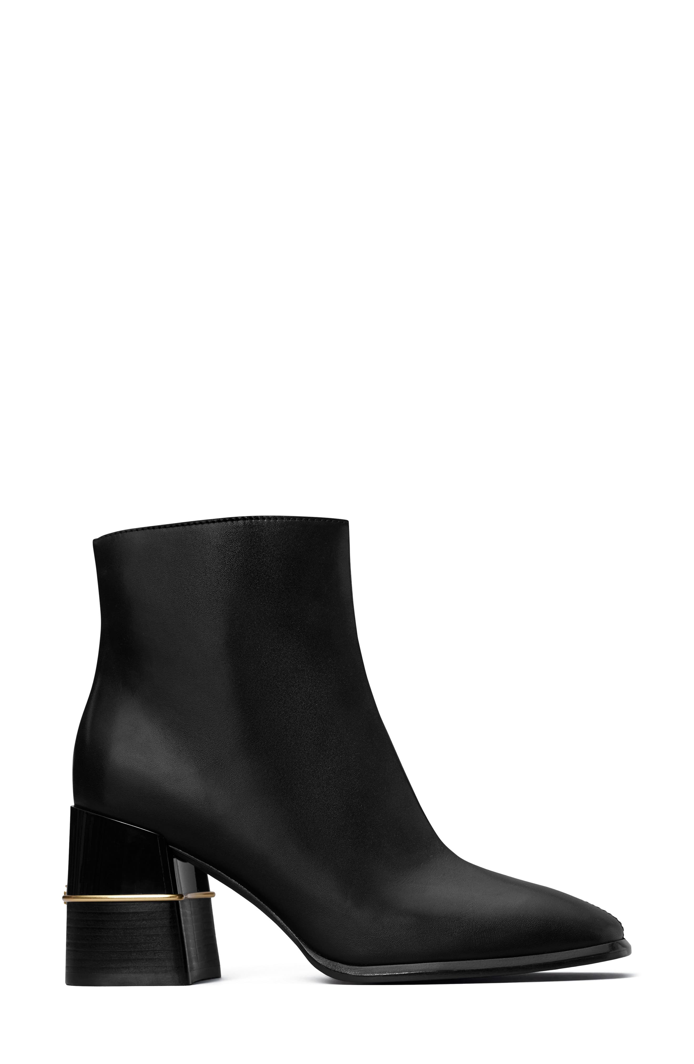 Tory Burch Leather Ankle Bootie, Alternate, color, Perfect Black
