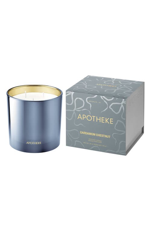 APOTHEKE Cardamom Chestnut Three-Wick Scented Candle in Light Blue  product