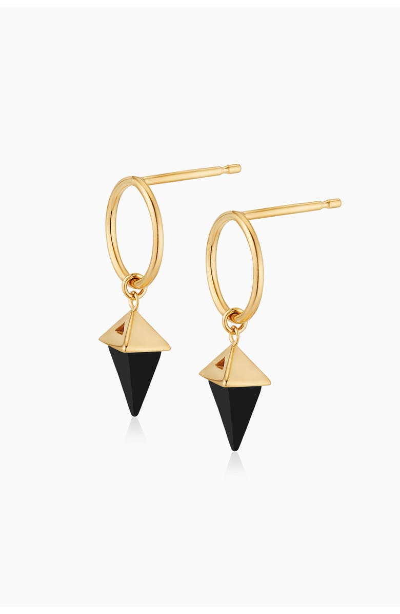 Oradina 14K Gold Prism Point Drop Earrings, Alternate, color, Gold - Black Onyx