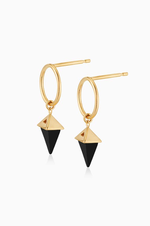 Oradina 14k Gold Prism Point Drop Earrings In Gold - Black Onyx