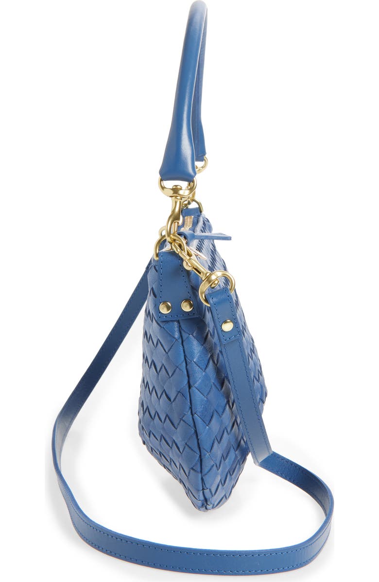 Clare V. Medium Petit Moyen Woven Leather Messenger Bag, Alternate, color, French Blue