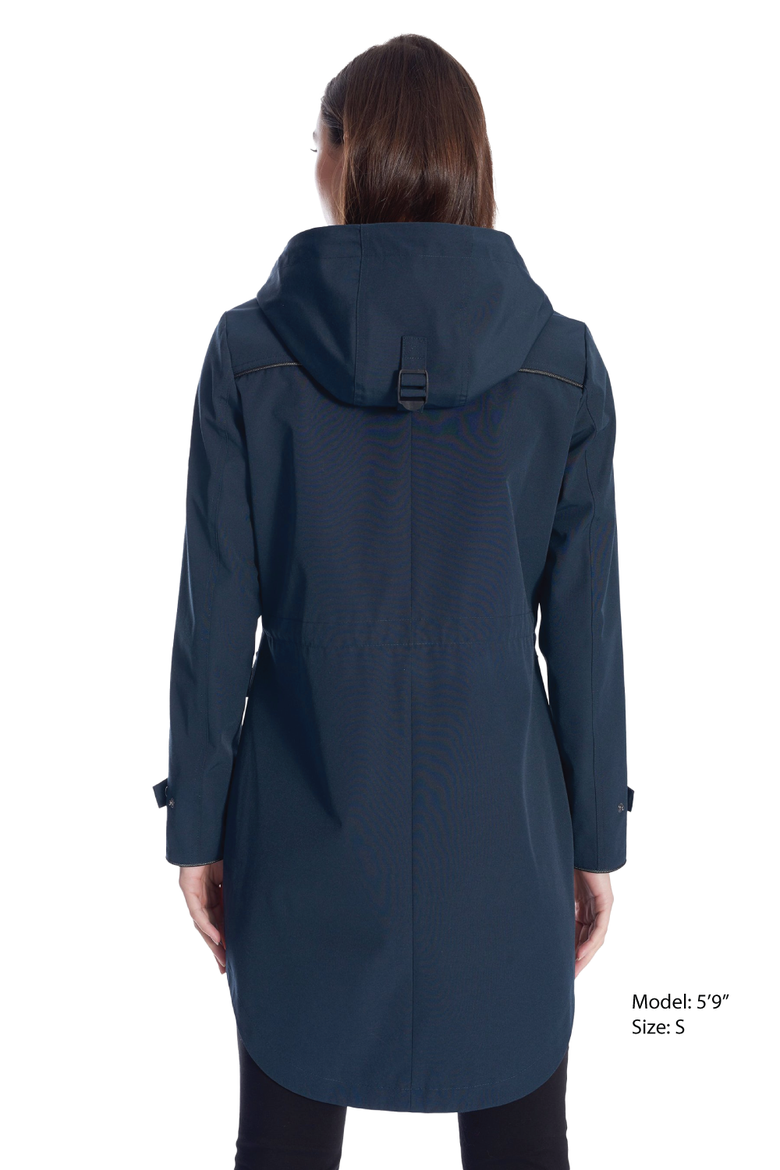 Kusawa - Mid-length Hooded Drawstring-Waist Raincoat, Alternate, color, Navy