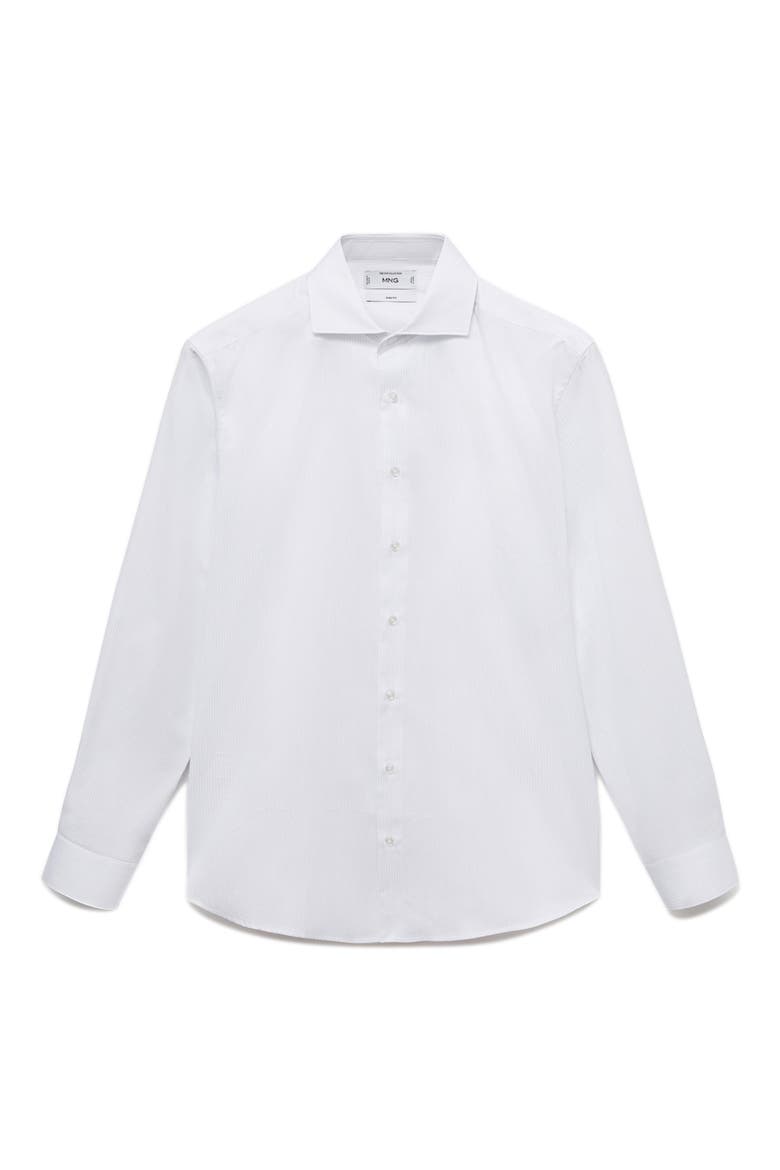 Slim Fit Stripe Cotton Suit Button-Up Shirt, Alternate, color, WHITE