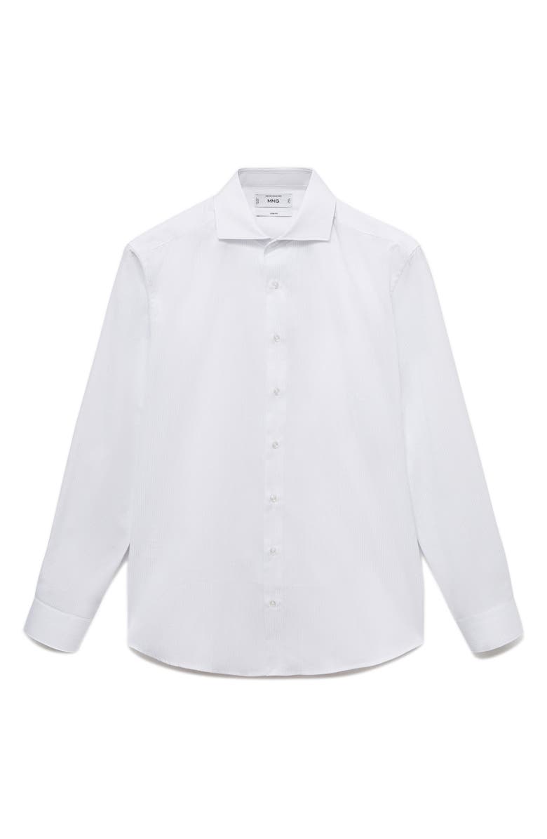 MANGO Slim Fit Stripe Cotton Suit Button-Up Shirt, Alternate, color, White