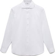 MANGO Slim Fit Stripe Cotton Suit Button-Up Shirt