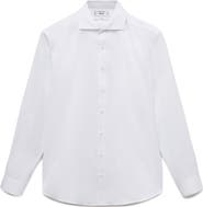 MANGO Slim Fit Stripe Cotton Suit Button-Up Shirt