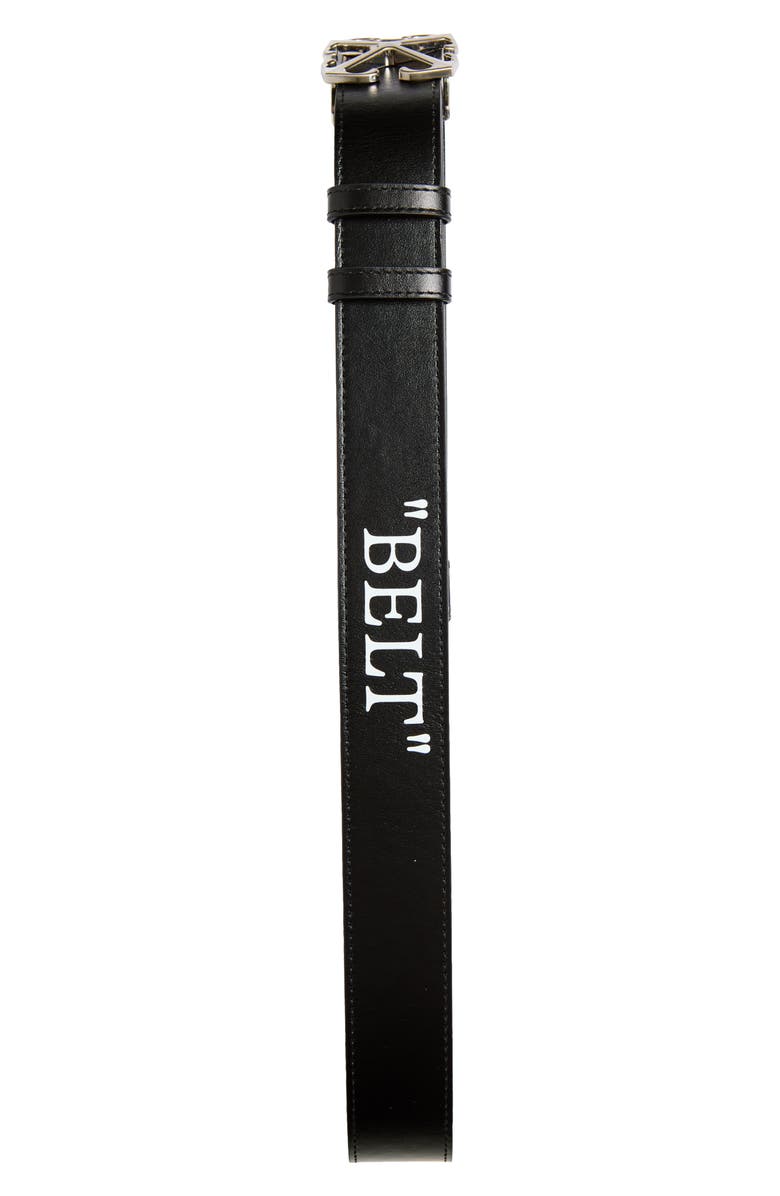 Off-White Arrow Quote Leather Belt, Alternate, color, 