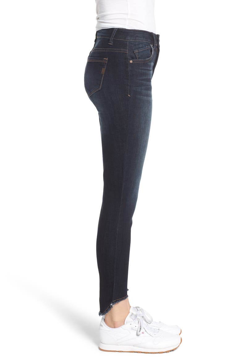 Frayed Curve Hem Skinny Jeans, Alternate, color, ERICA