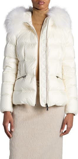 Moncler Boed Down Puffer Jacket with Genuine Shearling Trim