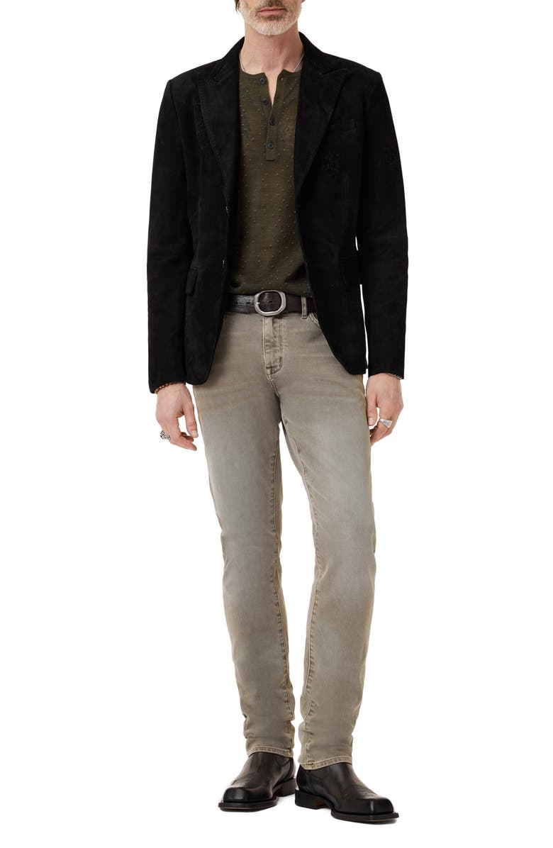 John Varvatos Cabras Wool Short Sleeve Henley Sweater, Alternate, color, Moss