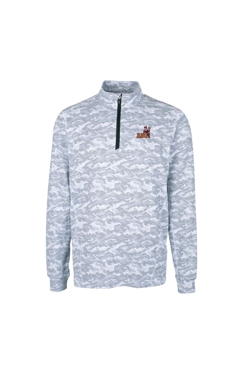 Cutter & Buck Men's Cutter & Buck Charcoal Arizona State Sun Devils Vault Traverse Camo Print Stretch Quarter-Zip Pullover Top, Alternate, color, 
