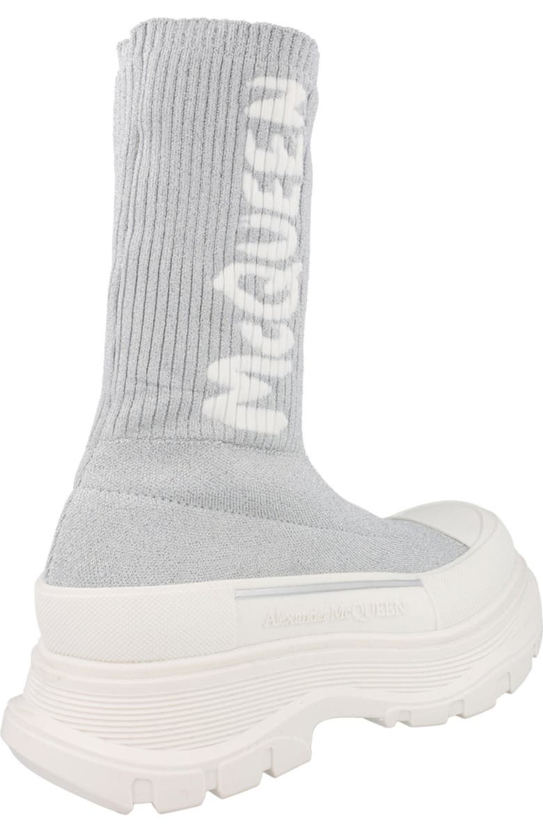 McQueen Ribbed Tread Sock Bootie, Alternate, color, Silver Grey White